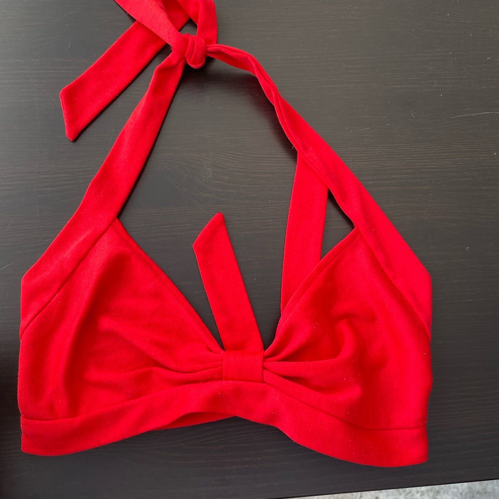 Vintage 1970s Red Halter Bikini Top